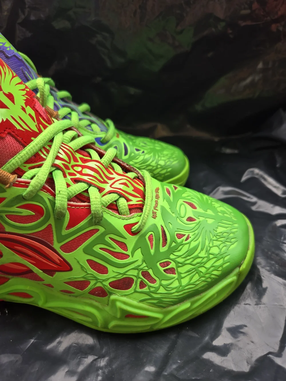 Kids Neon Green Red & Purple Lace-Up Athletic Shoes